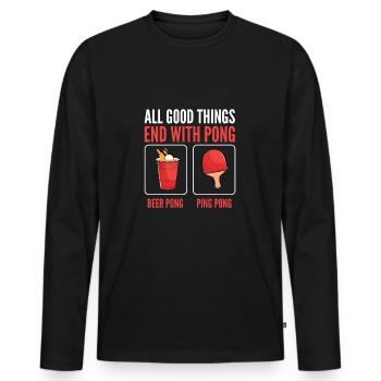 Beer Pong Beer Pong - T-shirt manches longues Premium bio Homme - noir - Devant - Nico (187cm)