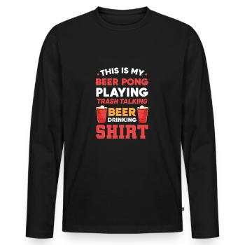 Beer Pong Beer Pong - T-shirt manches longues Premium bio Homme - noir - Devant - Nico (187cm)