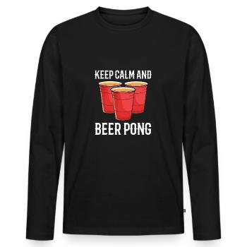 Beer Pong Beer Pong - T-shirt manches longues Premium bio Homme - noir - Devant - Nico (187cm)
