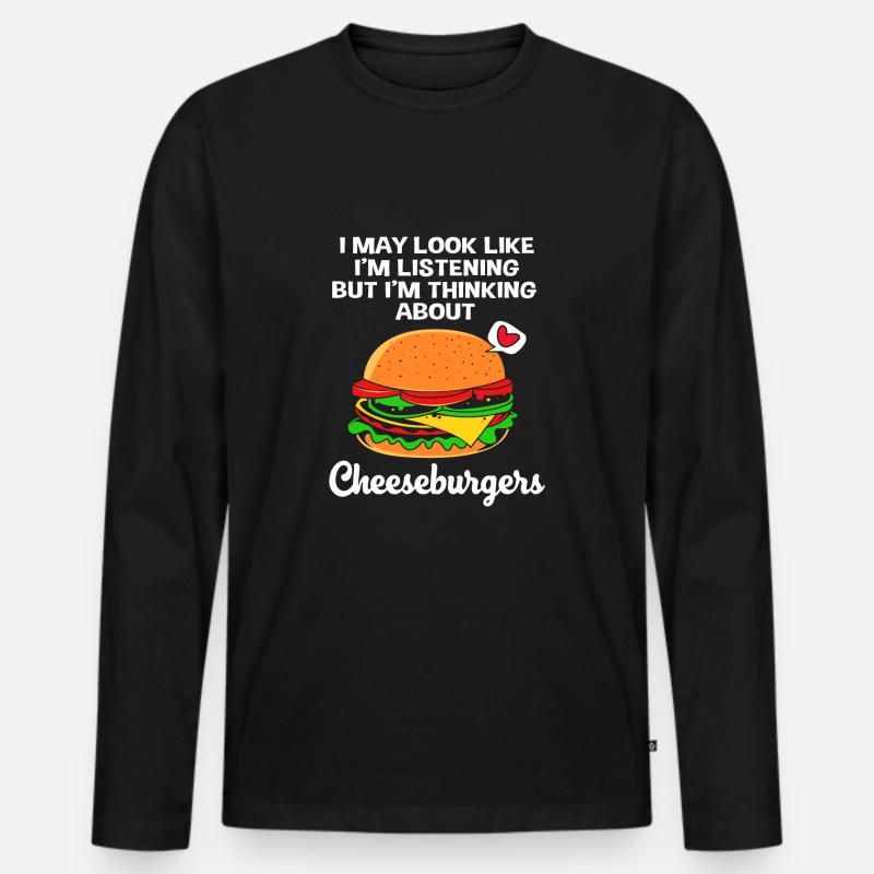Cheeseburger Burger - Männer Premium Bio Langarmshirt - Schwarz