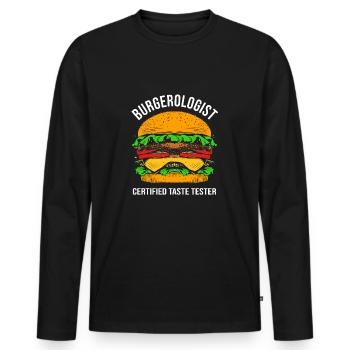 Cheeseburger - Men's Premium Organic Long Sleeve Shirt - black - Front - Nico (187cm)