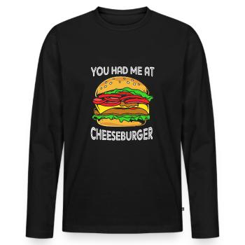 Cheeseburger Burger - Men's Premium Organic Long Sleeve Shirt - black - Front - Nico (187cm)