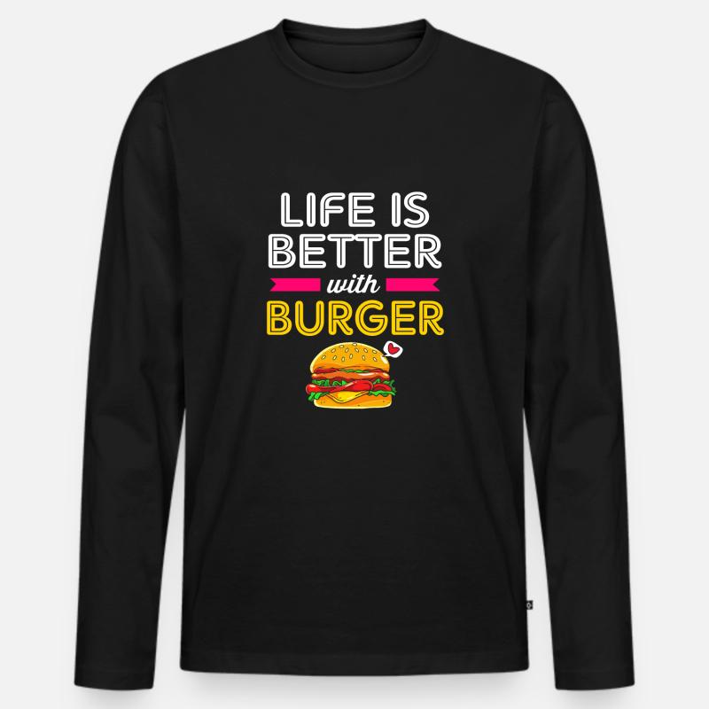 Cheeseburger - Männer Premium Bio Langarmshirt - Schwarz