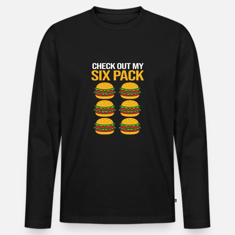 Cheeseburger Six Pack - Männer Premium Bio Langarmshirt - Schwarz