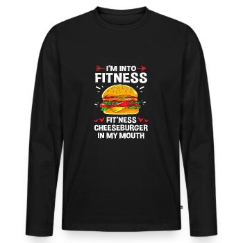 Cheeseburger Burger - Men's Premium Organic Long Sleeve Shirt - black - Front - Nico (187cm)