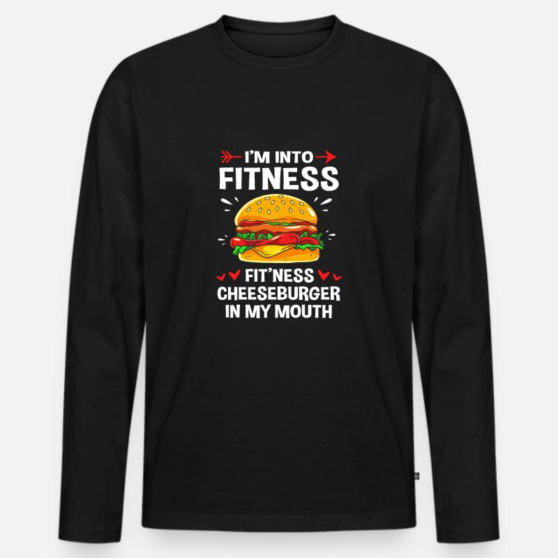 Cheeseburger Burger - Männer Premium Bio Langarmshirt - Schwarz