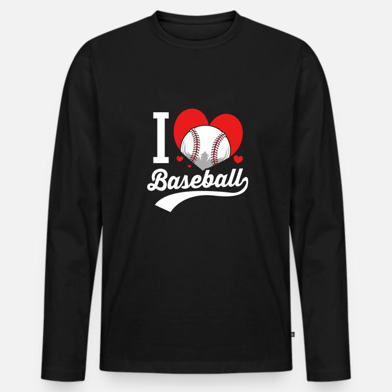 Baseball - Männer Premium Bio Langarmshirt - Schwarz