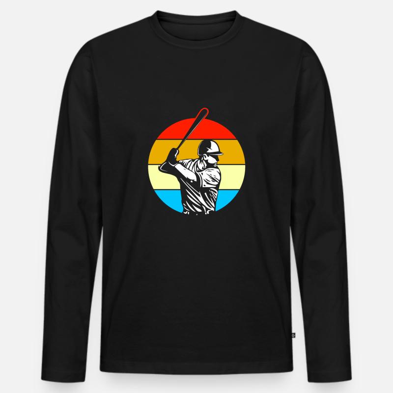 Baseball Retro - Männer Premium Bio Langarmshirt - Schwarz