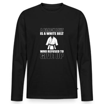 Karate Self-Defense - Men's Premium Organic Long Sleeve Shirt - black - Front - Nico (187cm)