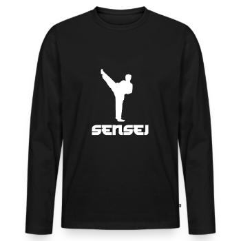 Karate Self Defense Sensei - Men's Premium Organic Long Sleeve Shirt - black - Front - Nico (187cm)