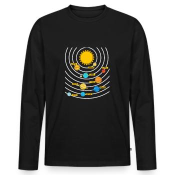 Universe Solar System - Men's Premium Organic Long Sleeve Shirt - black - Front - Nico (187cm)