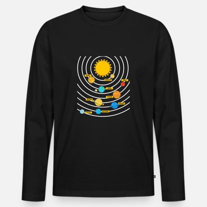 Universum Sonnensystem - Männer Premium Bio Langarmshirt - Schwarz