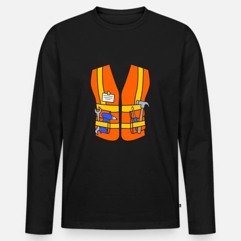 Bauarbeiter Baustelle - Männer Premium Bio Langarmshirt - Schwarz