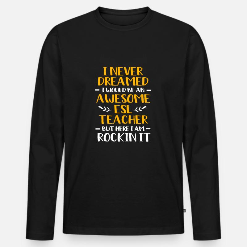 Englischlehrerin Englisch Lehrer - Männer Premium Bio Langarmshirt - Schwarz