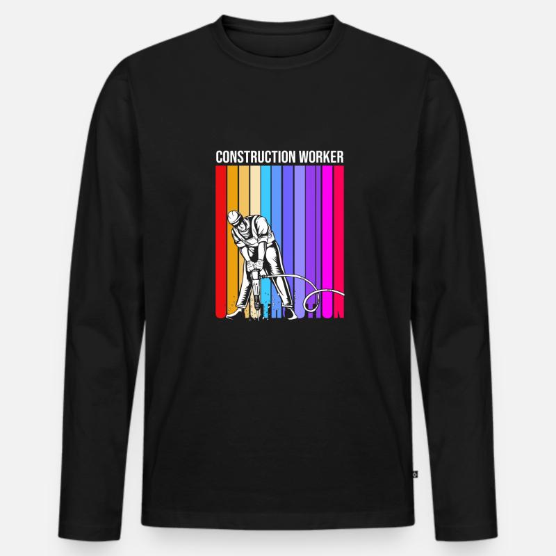 Bauarbeiter Baustelle - Männer Premium Bio Langarmshirt - Schwarz