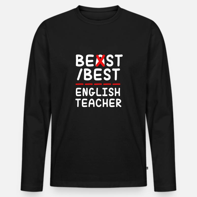 Englischlehrerin Englisch Lehrer - Männer Premium Bio Langarmshirt - Schwarz
