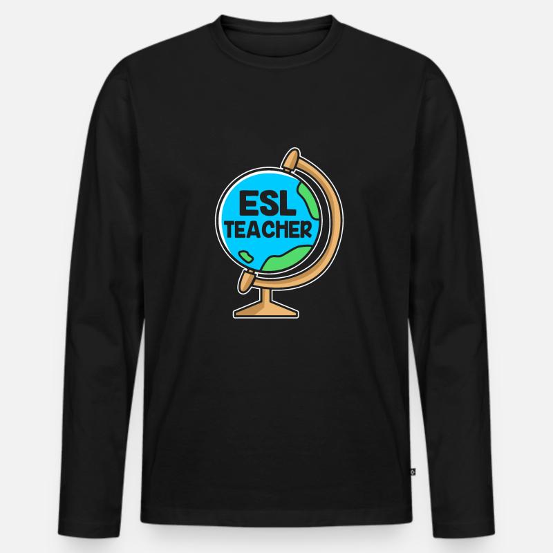 Englischlehrerin Englisch Lehrer - Männer Premium Bio Langarmshirt - Schwarz