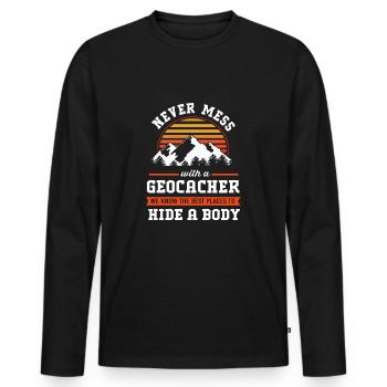 Geocaching Geocache Geocacher - Men's Premium Organic Long Sleeve Shirt - black - Front - Nico (187cm)