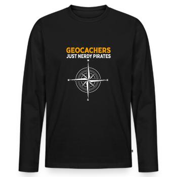 Geocaching Geocache Geocacher - Men's Premium Organic Long Sleeve Shirt - black - Front - Nico (187cm)
