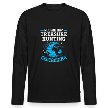 Geocaching Geocache Geocacher - Men's Premium Organic Long Sleeve Shirt - black - Front - Nico (187cm)