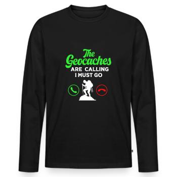 Geocaching Geocache Geocacher - Men's Premium Organic Long Sleeve Shirt - black - Front - Nico (187cm)