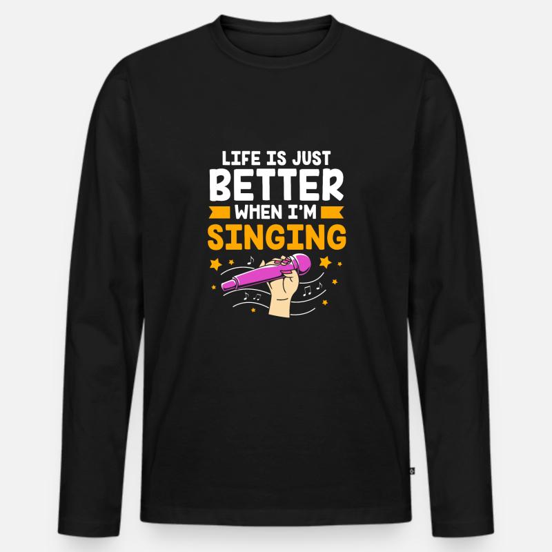 Karaoke - Männer Premium Bio Langarmshirt - Schwarz