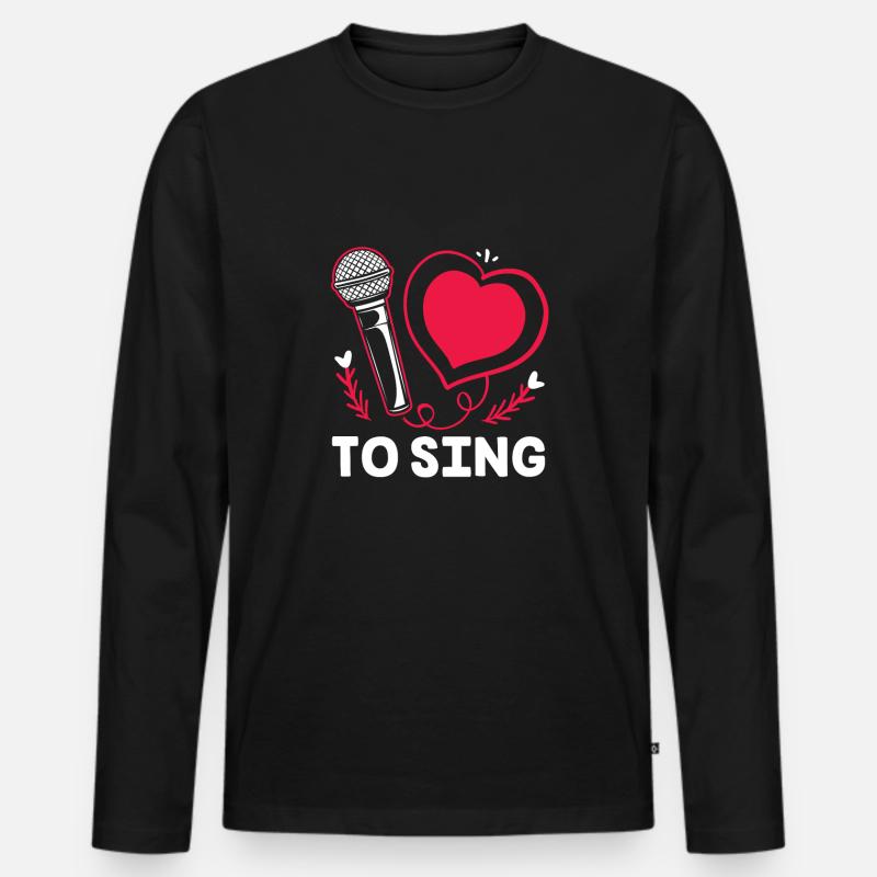 Karaoke - Männer Premium Bio Langarmshirt - Schwarz