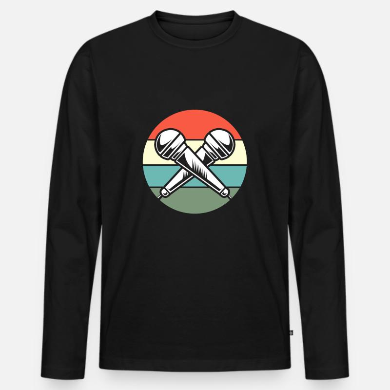Karaoke Mikrophon - Männer Premium Bio Langarmshirt - Schwarz