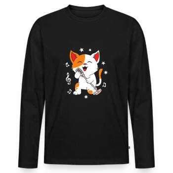 Karaoke - Men's Premium Organic Long Sleeve Shirt - black - Front - Nico (187cm)