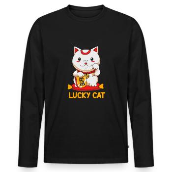 Maneki Neko Japan Lucky Charm - Men's Premium Organic Long Sleeve Shirt - black - Front - Nico (187cm)