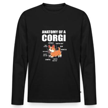 Anatomie du corgi - T-shirt manches longues Premium bio Homme - noir - Devant - Nico (187cm)