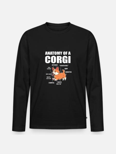 Corgi Anatomy - Men's Premium Organic Long Sleeve Shirt - black