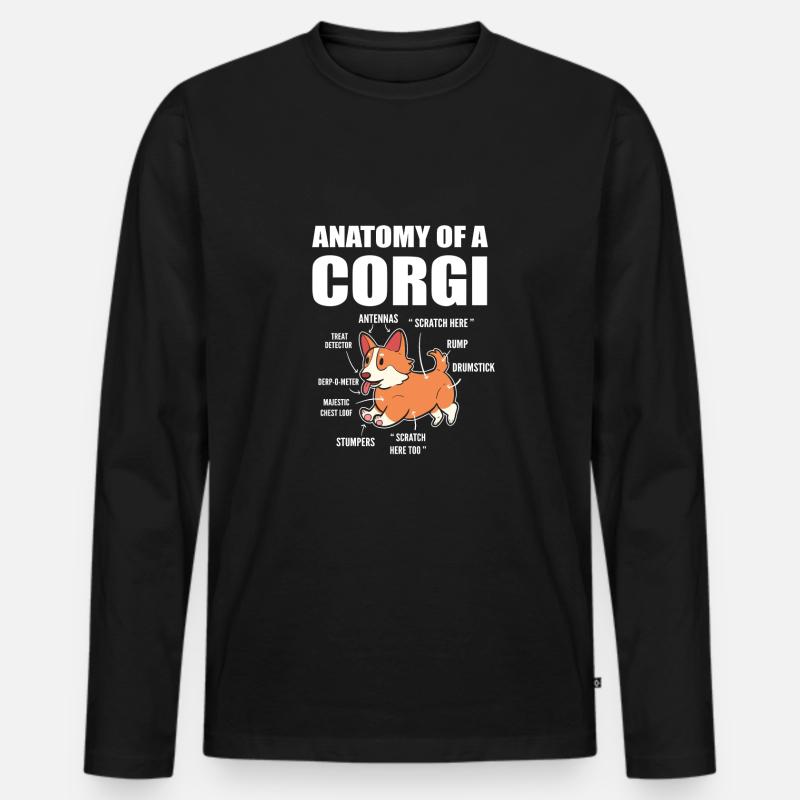 Corgi Anatomie - Männer Premium Bio Langarmshirt - Schwarz