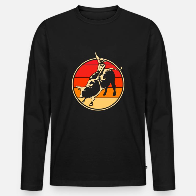 Rodeo - Männer Premium Bio Langarmshirt - Schwarz