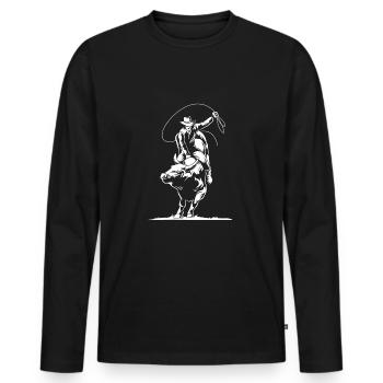Rodéo - T-shirt manches longues Premium bio Homme - noir - Devant - Nico (187cm)