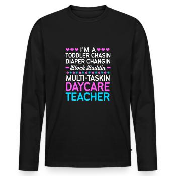 Garderie Éducateur Éducateur - T-shirt manches longues Premium bio Homme - noir - Devant - Nico (187cm)