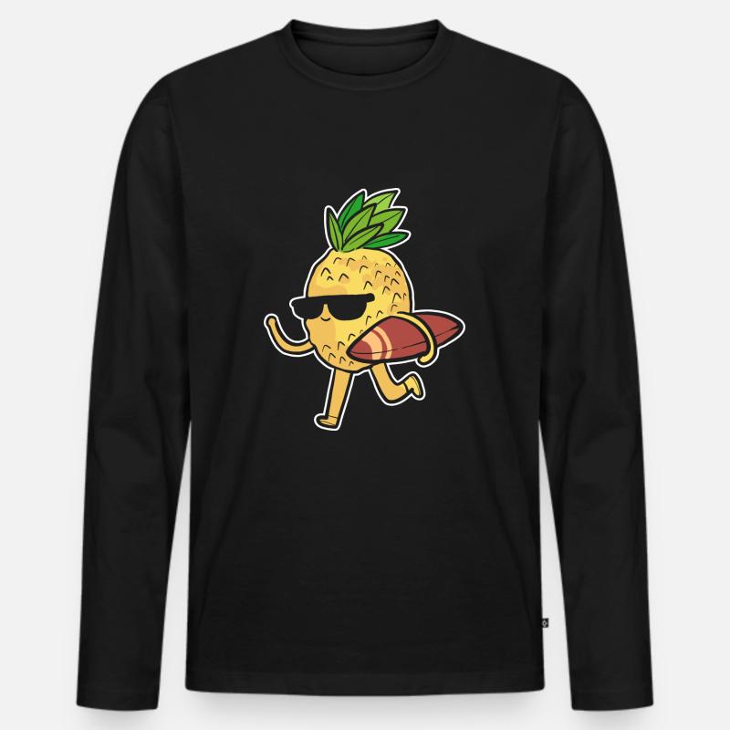Ananas Surfing - Männer Premium Bio Langarmshirt - Schwarz