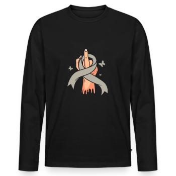Brain Tumor Tumor Brain Cancer Survivor - Men's Premium Organic Long Sleeve Shirt - black - Front - Nico (187cm)