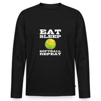 Softball Softball Players - Men's Premium Organic Long Sleeve Shirt - black - Front - Nico (187cm)