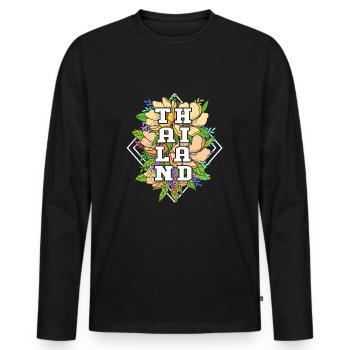 Thai - Männer Premium Bio Langarmshirt - Schwarz - Vorne - Nico (187cm)