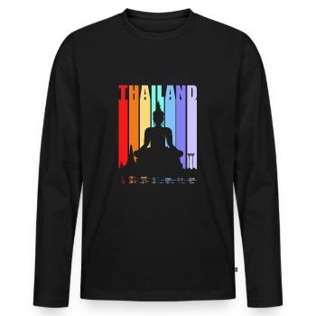 Thai - Männer Premium Bio Langarmshirt - Schwarz - Vorne - Nico (187cm)