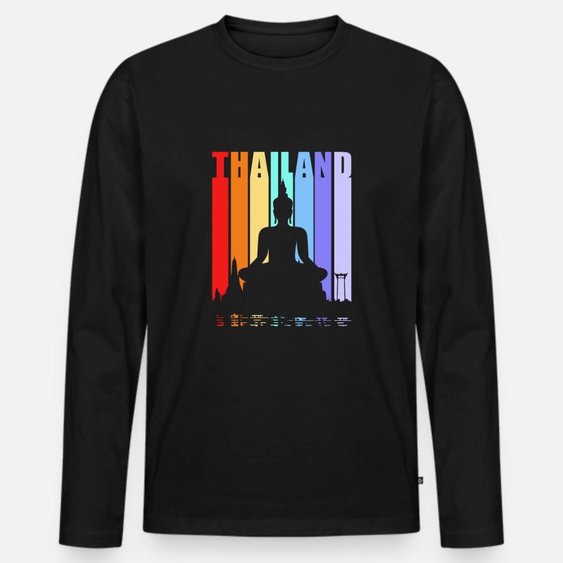 Thai - Männer Premium Bio Langarmshirt - Schwarz