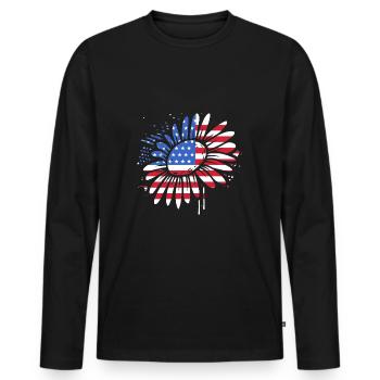 Vierter Juli Nationalfarben Nationalfeiertag USA - Männer Premium Bio Langarmshirt - Schwarz - Vorne - Nico (187cm)