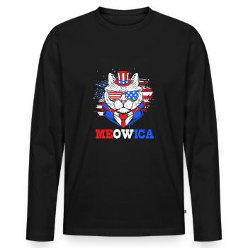 Vierter Juli Nationalfarben Nationalfeiertag USA - Männer Premium Bio Langarmshirt - Schwarz - Vorne - Nico (187cm)
