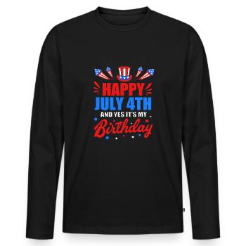 Vierter Juli Nationalfarben Nationalfeiertag USA - Männer Premium Bio Langarmshirt - Schwarz - Vorne - Nico (187cm)