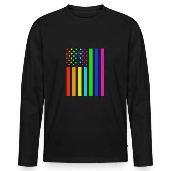 Vierter Juli Nationalfarben Nationalfeiertag USA - Männer Premium Bio Langarmshirt - Schwarz - Vorne - Nico (187cm)