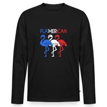 Vierter Juli Nationalfarben Nationalfeiertag USA - Männer Premium Bio Langarmshirt - Schwarz - Vorne - Nico (187cm)