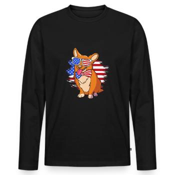 Vierter Juli Nationalfarben Nationalfeiertag USA - Männer Premium Bio Langarmshirt - Schwarz - Vorne - Nico (187cm)