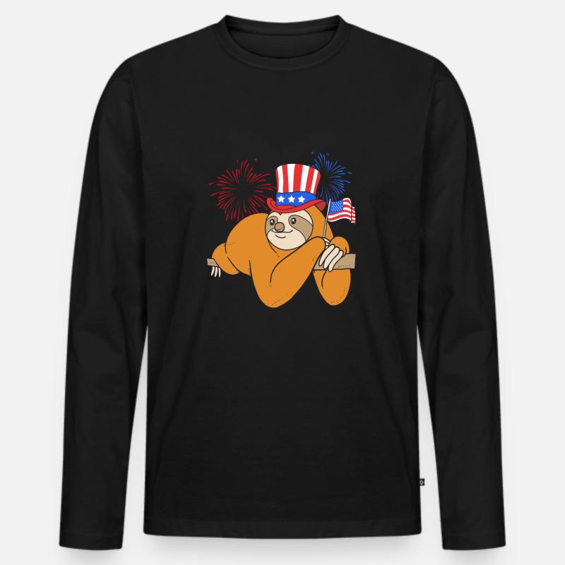Faultier - Männer Premium Bio Langarmshirt - Schwarz