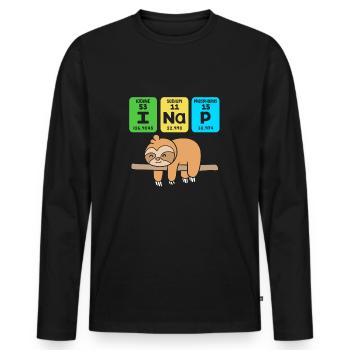 Sloth, laziness, lazy, morning grouch - Men's Premium Organic Long Sleeve Shirt - black - Front - Nico (187cm)